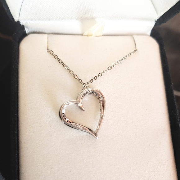 Kay Jewelers Sterling Silver Diamond Heart Necklace - Picture 2 of 8